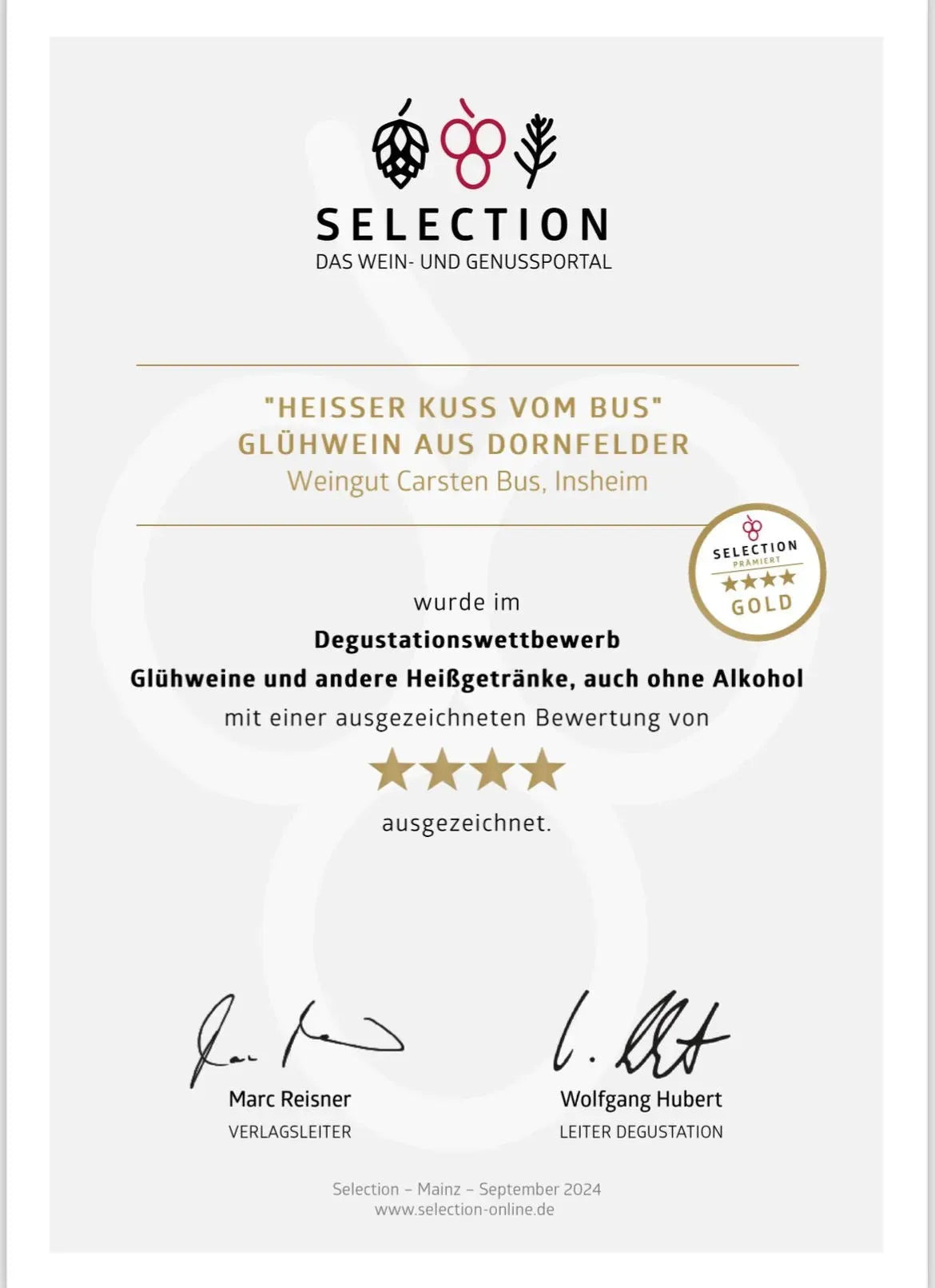Weingut Bus - Glühwein - Heißer Kuss - ROT - Weinagentur BELY